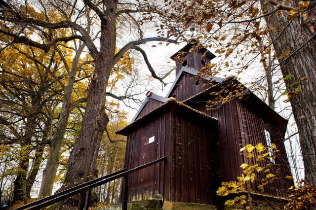 Drewniana kaplica dworska na skraju łyczańskiego lasu