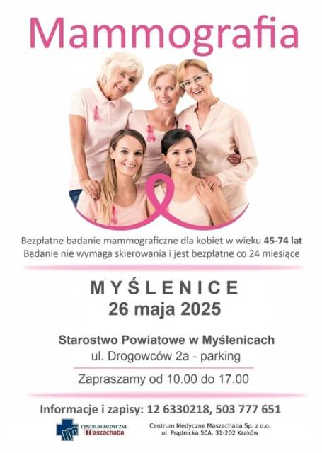 Bezpłatne badania mammograficzne w Myślenicach